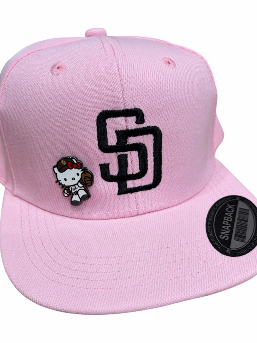 Pink San Diego padres Snapback Cap with hello kitty Pin pink SD hat quality hat